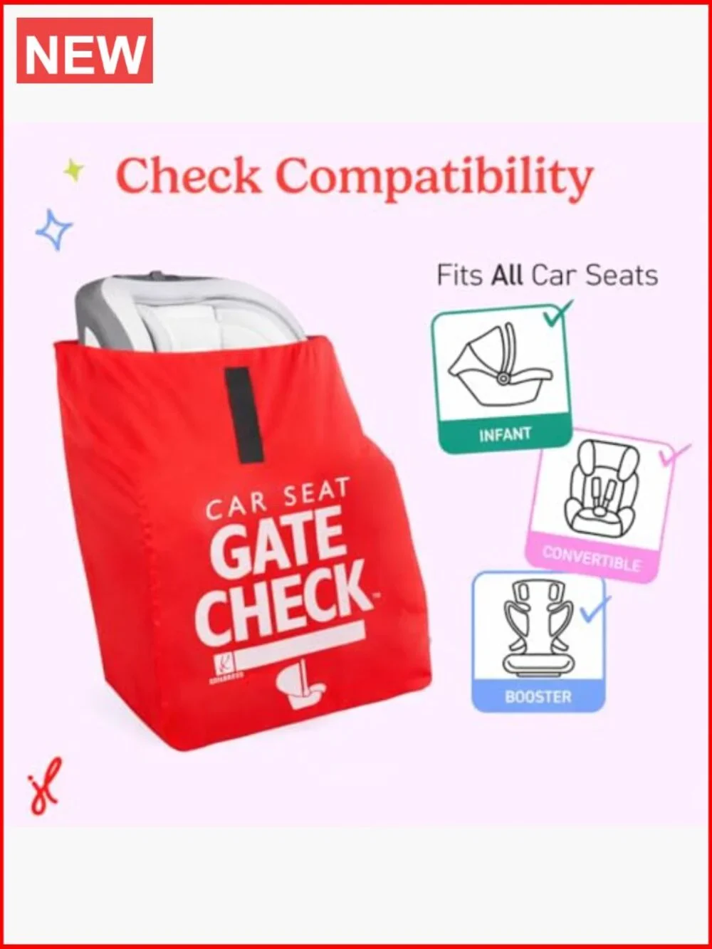 Gate Check Travel Bag for Car Seats, AirTag Compatible